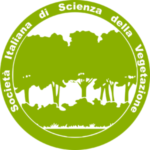 A circle with the writing Società Italiana di Scienza della Vegetazione. In the center of the circle, some light green stylized trees.
